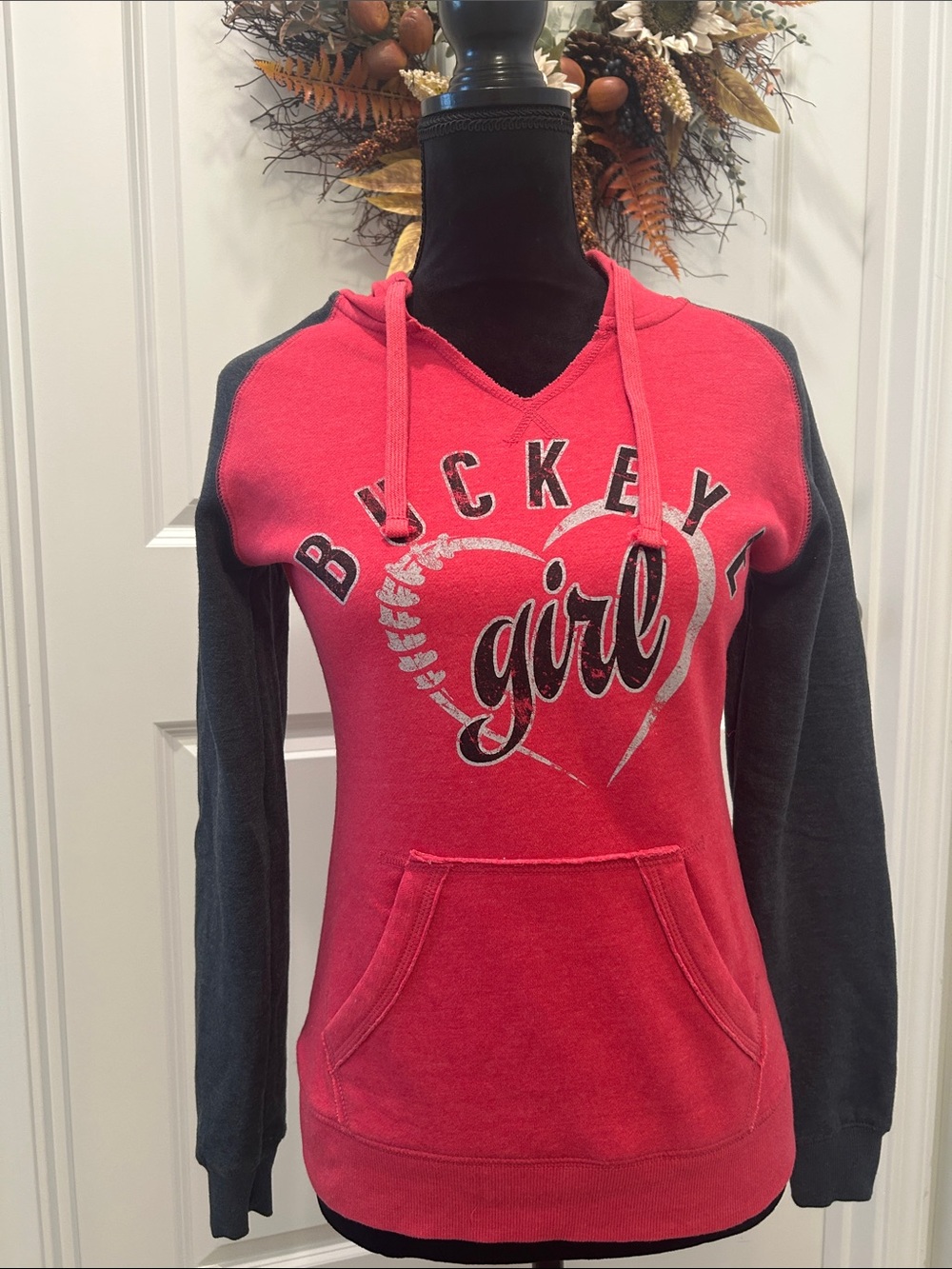Buckeye Girl Two-Tone Pink & Gray Hoodie